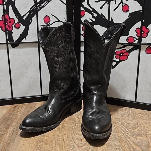 Double H‎ Pointed Black Cowboy Boots Size 10 main image 4
